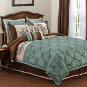   Abigail Sea Green And Brown 8 Piece Comforter Set: Home & Kitchen