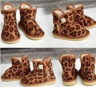 Cheetah/leopard print infant/toddler soft suede winter boots  