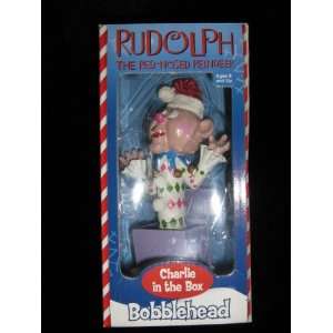   the Red nosed Reindeer Charlie in the Box Bobblehead 