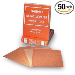   206050D 50 9 Inch by 11 Inch Garnet Paper Sheets, 50D Grit, 50 Pack