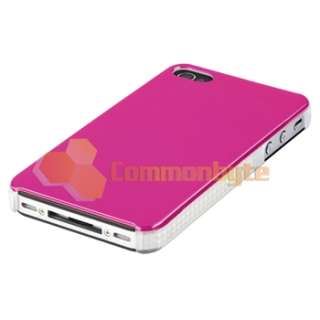 Hot Pink Shine Back Case+Anti Spy LCD Guard For ATT/Verizon Apple 