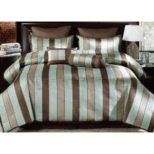  Oxford Seafoam, Brown, Taupe Oversize 8 Piece Comforter 