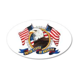  38.5x24.5O Wall Vinyl Sticker Bald Eagle Emblem with US 