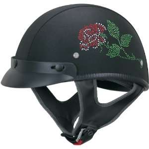  Vega Rhinestone Rose Adult XTS Half Face Motorcycle Helmet 