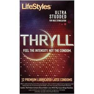LIFESTYLES THRYLL STUDDED LUBRICATED CONDOMS 12 PACK  