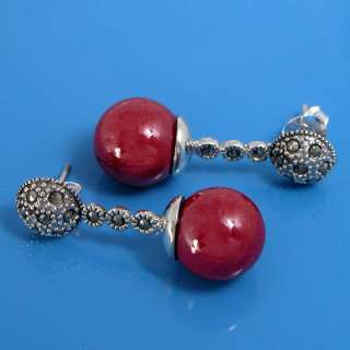 925 Sterling Silver Marcasite Ball Earring (YSE 176)  