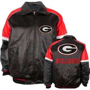  Georgia Bulldogs Varsity Faux Leather Jacket: Sports 