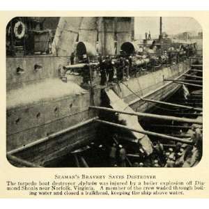  1914 Print Torpedo Boat Destroyer Aylwin Boiler Explode 