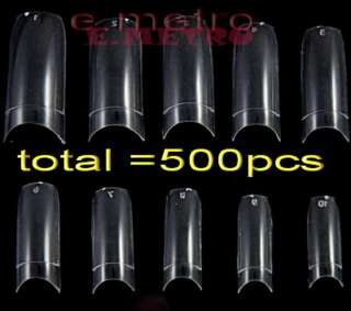 Pack 500pcs Clear Color Artificial Acrylic False French Nail Art Tips 