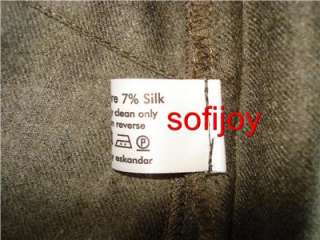 NWT $1590 eskandar PINNY dress size 0 cashmere/silk OLIVE green Free 