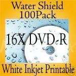 16X DVD R Water Shield White Inkjet Printable 100 Pack  
