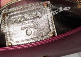 PRADA Pattina Metallic Pink Fuchsia Saffiano Lux Convertible Clutch 