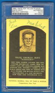WAITE HOYT Signed Hall Of Fame Plaque HOF PSA/DNA New York Yankees 