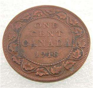 1918 Canada Canadian PENNY 1 one CENT LARGE cent COIN  