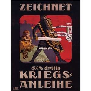  Austrian Military Propaganda Poster Zeichnet World War One WW1 WWI 