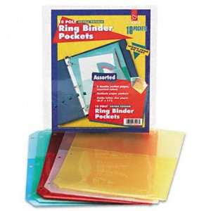  Ring Binder Poly Pockets, 8 1/2 x 11, Assorted Colors, 5 