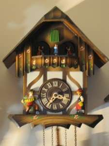 1950 German Swiss Cuckoo Clock w/ Animated Music Dancers Cookoo 