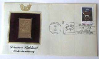 1987 zip code 19901 22k gold stamp description card sharing the 