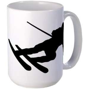 Black Downhill Ski Skiing Sports Large Mug by CafePress:  