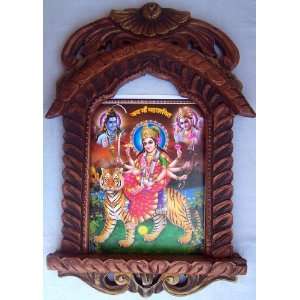  Goddess Maa Durga with Lord Shiva & Vishnu poster painting 
