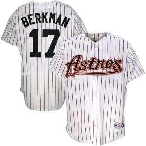  Majestic Houston Astros #17 Lance Berkman White Pinstripe 