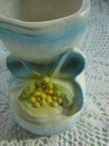 Vintage Blue Yellow White Baby Bootie Ceramic Baby Vase  