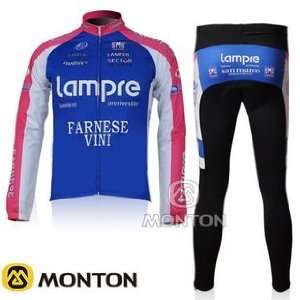   lampre team blue thermal fleece long sleeve cycling jersey suit c110