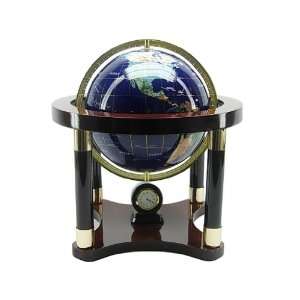   World Map Globe with Gold Plated on base and a clock