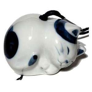  Japanese Porcelain Lucky Cat Maneki Neko Wind Chimes L 
