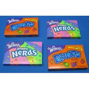 Wonka Fruit Runts &Rainbow Nerds Theater Box 4 Boxes:  