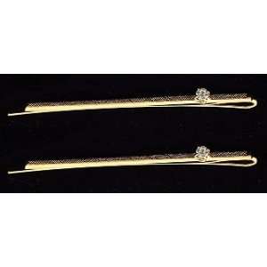   Metal Bars And Twirls In Shiny Gold Or Silver Bobby Pins Pair: Beauty