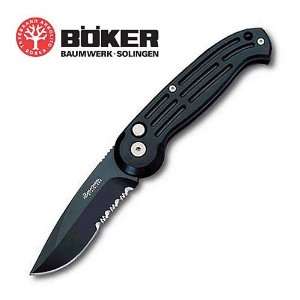  Boker Serrated Folding Knife Black Magnum Clip Point 