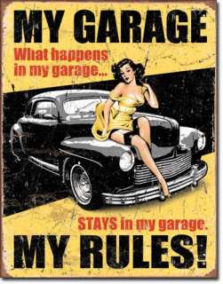 Legends My Garage My Rules Stays Funny Sexy Tin Sign Auto Home Decor 