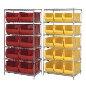  36x30x74 Chrome Wire Shelving With 10 30D Bins Blue: Home 