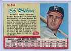 1962 post cereal baseball 147 ed mathews milwaukee bra buy