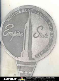 1930s Empire State Building NY License Plate Attachment  