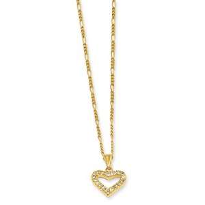 18in Gold plated CZ Heart Necklace Size 18 Jewelry