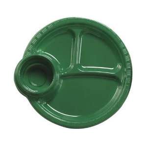  Emerald Green Banquet Plate, W/Cup Holder, Plastic Solid 