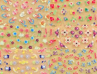 50 x 3D Design Tip Nail Art Sticker Decal Manicure Mix Color Flower 