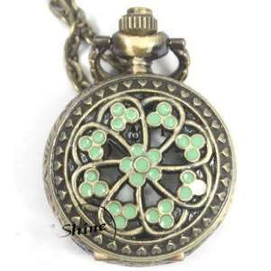   Green Mitch Head Pattern Trumpet Pocket Watch 