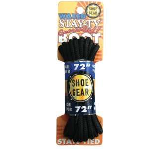  Shoe Gear 375110 72in. Waxed Boot Laces   Black and Black 