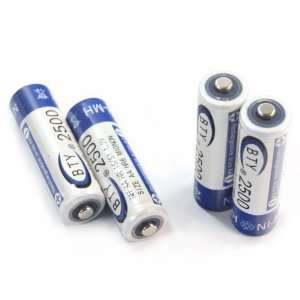  4 Pcs 2500mAh Aa Ni mh Rechargeable Batteries White blue 