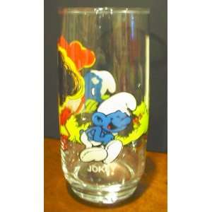  VINTAGE 1982 JOKEY SMURF DRINK GLASS 