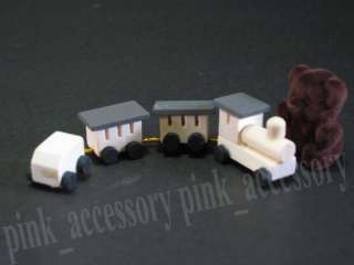 Dollhouse Miniature Wooden Train Set Toy  