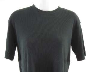 JIL SANDER Black Short Sleeve Ribbed Shirt Top Sz L  