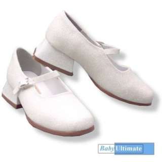  Girls Dress Shoes ~ White Glitter Party Mary Janes Shoes 