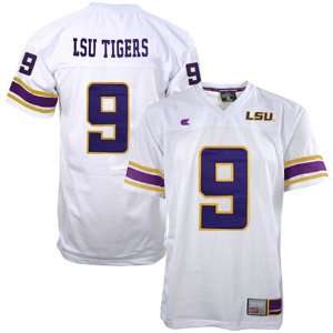  LSU Tigers #9 White Youth Official Zone Jersey: Sports 