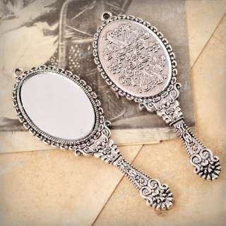 4pcs Tibetan Tibet Silver Vintage Mirror Charm Pendant Findings 
