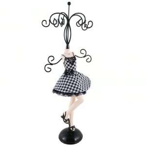   Dress Jewelry Tree Stand Doll Mannequin Cocktail Black & White 13H