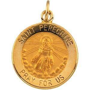  14KY St. Peregrine Medal 15mm/14kt yellow gold Jewelry